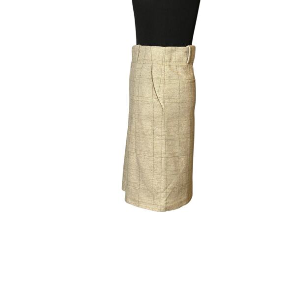 Zara Beige brown Wool Plaid Button Down Skirt size Large - Picture 9 of 16